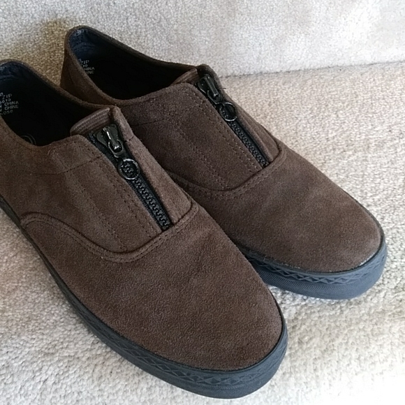 Aerosoles Suede Leather Zip Up Loafers 8B Chocolate Brown - Picture 3 of 15